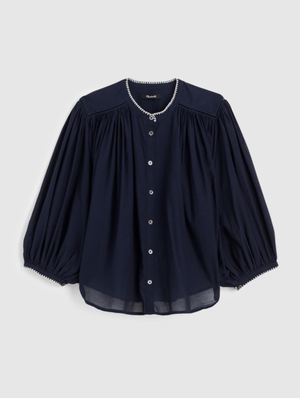 Madewell Ballon Sleeve Top Maddy Lightweight Cotton Blend Boho Peasant Blouse
